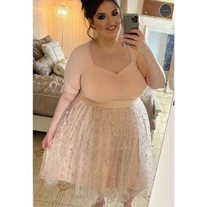 Torrid Blush Pink Skater Skirt with Silver Star Details